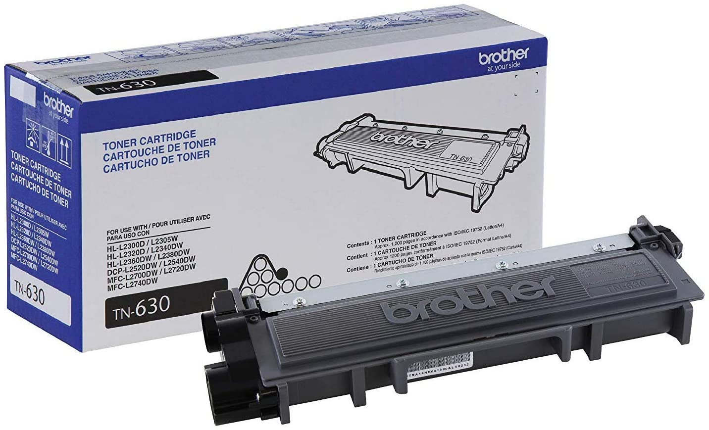 Brother Genuine OEM TN630 Black Toner Cartridge, Estimated Yield 1200