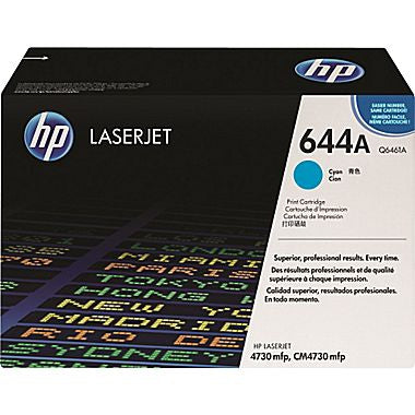 HP 644A (Q6461A) Cyan Original LaserJet Toner Cartridge (12000 Yield), for COLOR LASERJET MFP 4730