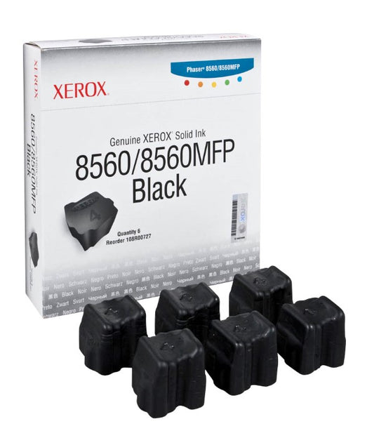 Xerox Genuine OEM 108R00727 Solid Ink Black, (6 Sticks), Yield 6800