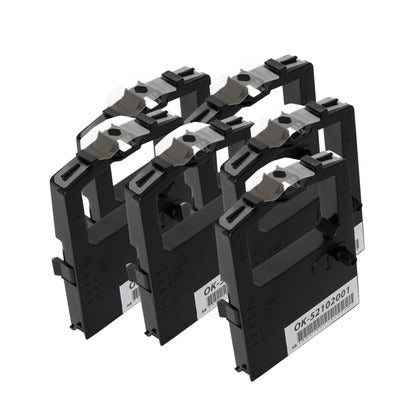 Okidata 52104001 Ribbon Cartridge Compatible Microline - Black - Package of 6 - High Density Woven Nylon Ribbon With Re-inker & Shield - Yield 3 Million Characters