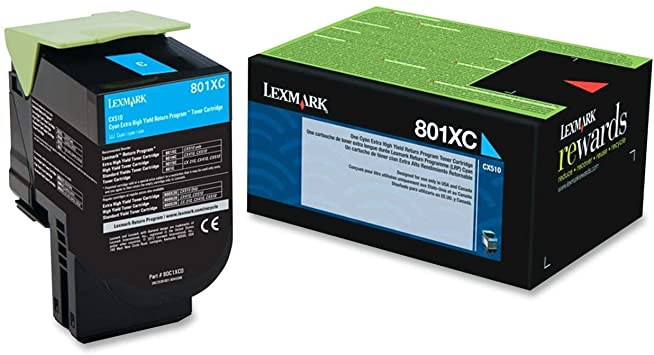 Lexmark Genuine OEM 80C1XC0 Extra High Yield Cyan Toner Cartridge, Estimated Yield 4000
