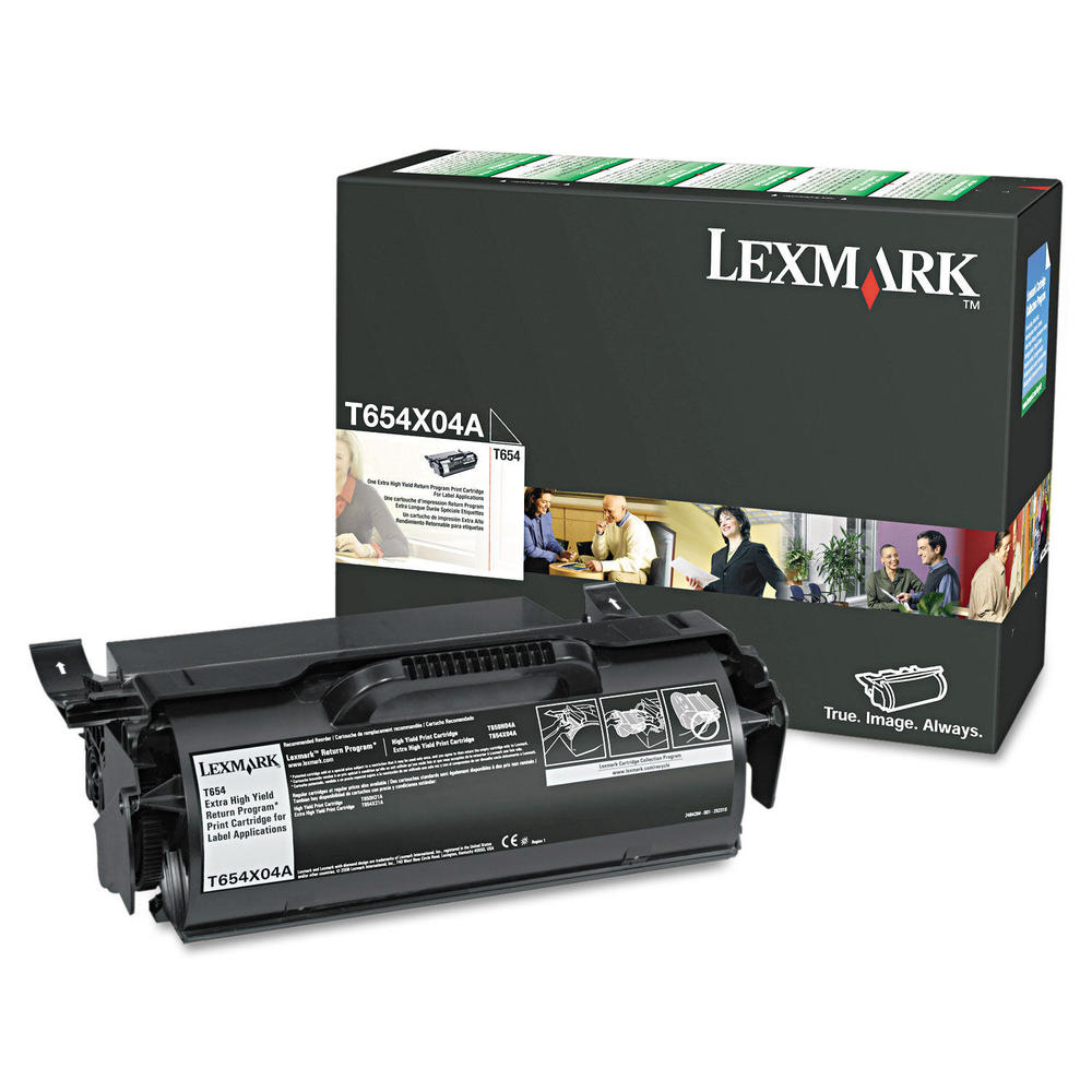 Lexmark Genuine OEM T654X04A Extra High Yield Black Toner Cartridge, Estimated Yield 36,000