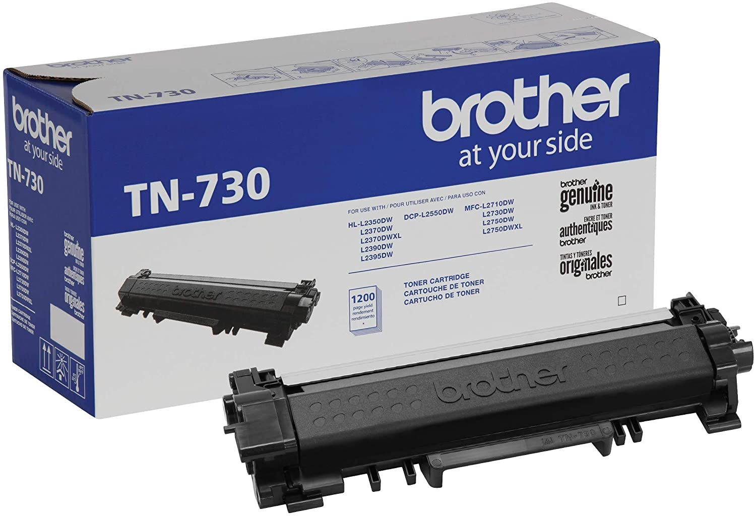 Brother Genuine OEM TN730 Black Toner Cartridge, Estimated Yield 1200