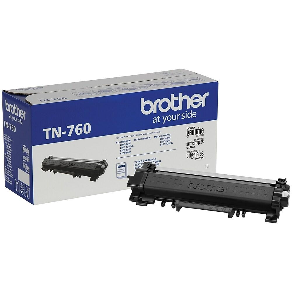 Brother Genuine OEM TN760 Black Toner Cartridge, Estimated Yield 3000