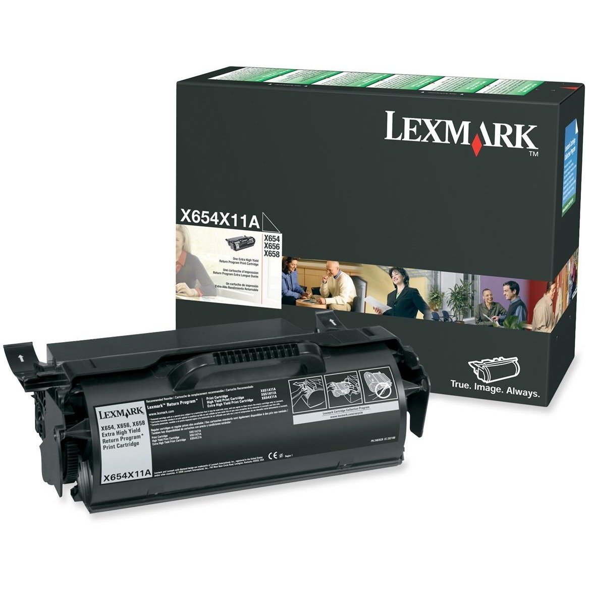 Lexmark Genuine OEM X654X11A Black Extra HY Toner Cartridge, Estimated Yield 36,000