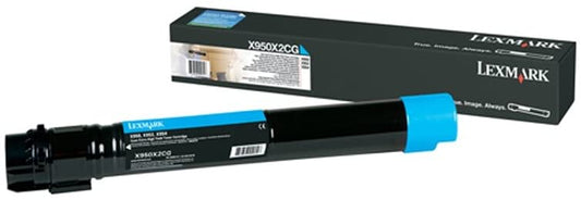 Lexmark Genuine OEM X950X2CG Cyan Extra High Yield Toner Cartridge, Estimated Yield 22,000