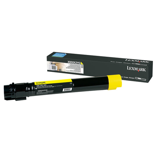 Lexmark Genuine OEM X950X2YG Yellow Extra High Yield Toner Cartridge, Estimated Yield 22,000
